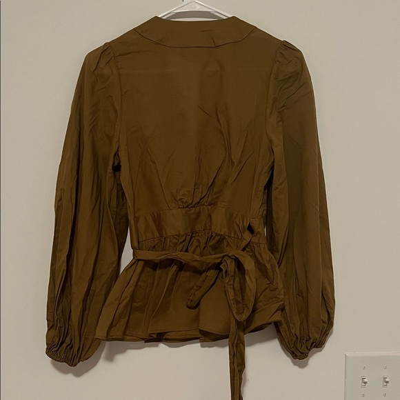 Banana Republic 100% Cotton Mocha Wrap Blouse Size XS - Picture 5 of 7